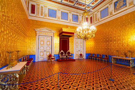 Munich, Germany - July 07, 2021: Munich Residence Museum interior. Munchen Residenz is the former royal palace in Munich, Germany.のeditorial素材
