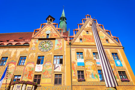 Ulm, Germany - July 06, 2021: Ulmer Rathaus or Ulm Town Hall is located in Ulm old town, Germanyのeditorial素材