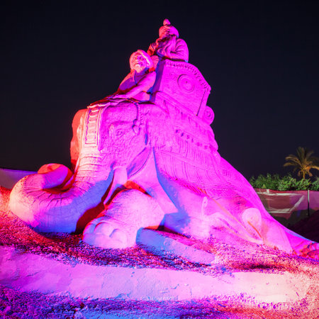 ANTALYA, TURKEY - SEPTEMBER 12, 2014: Sandland or Sand Sculpture Museum is an open air museum located at the Lara beach in Antalya city in Turkeyのeditorial素材
