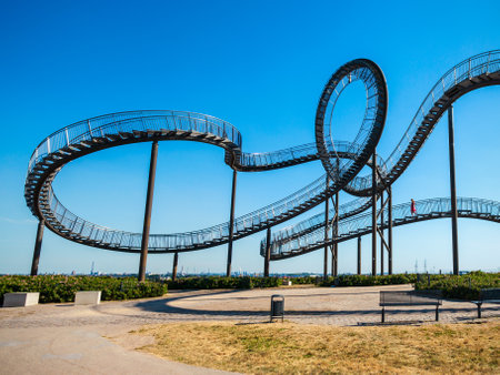 DUISBURG, GERMANY - JULY 03, 2018: Tiger and Turtle or Magic Mountain is an art installation and landmark in Angerpark, Duisburg city in Germanyのeditorial素材