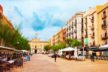 Tarragona, Spain - October 15, 2021: City Hall or Ajuntament in Tarragona. Tarragona is a port city located in northeast Spain on the Costa Daurada by the Mediterranean Sea in Spain.のeditorial素材