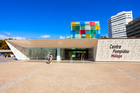 Malaga, Spain - October 23, 2021: The Centre Pompidou Malaga is a headquarters of the National Center of Art and Culture Georges Pompidou of France in Malaga, Spainのeditorial素材
