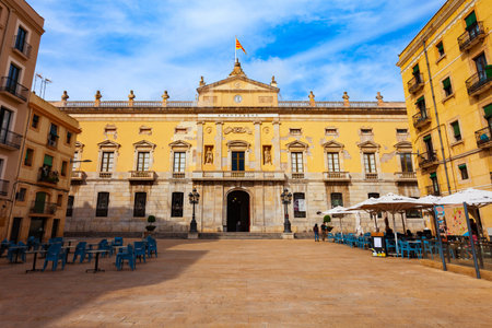 Tarragona, Spain - October 15, 2021: City Hall or Ajuntament in Tarragona. Tarragona is a port city located in northeast Spain on the Costa Daurada by the Mediterranean Sea in Spain.のeditorial素材