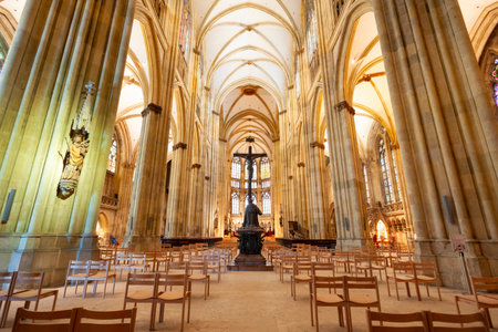 Regensburg, Germany - July 09, 2021: Regensburg Cathedral or Saint Peter Church interior. Regensburg is a city at Danube river in Bavaria, Germany.のeditorial素材