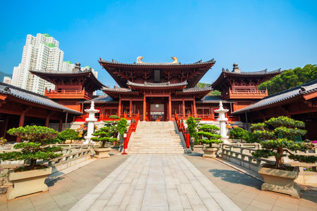 Chi Lin Nunnery is a buddhist temple complex located in Diamond Hill, Kowloon region of Hong Kong in Chinaの写真素材