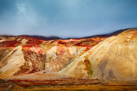 Scenic mountain landscape from highway between Manali in Himachal and Leh in Ladakh, Himalaya in Indiaの写真素材