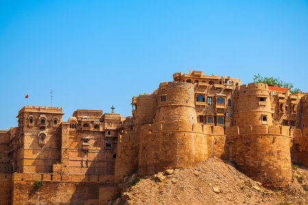 Jaisalmer Fort is situated in Jaisalmer city in Rajasthan state of Indiaの写真素材