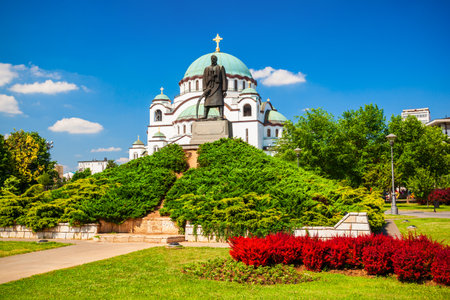 The Church of Saint Sava Cathedral or Hram Svetog Save is a Serbian Orthodox church in Belgrade city in Serbiaの写真素材