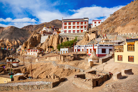 Lamayuru Monastery or Gompa is a tibetan style  buddhist monastery in Lamayuru village in Ladakh, north Indiaの写真素材