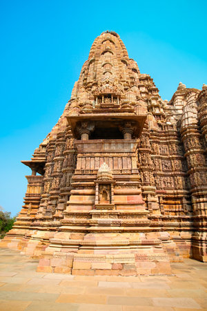 Khajuraho is a group of hindu temples and jain temples at Khajuraho town in Madhya Pradesh state in Indiaの写真素材