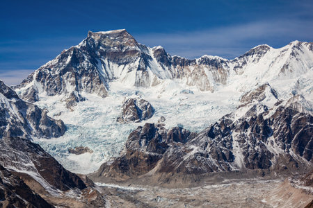 Gyachung Kang mountain landscape in Everest or Khumbu region in Himalaya, Nepal and China borderの写真素材
