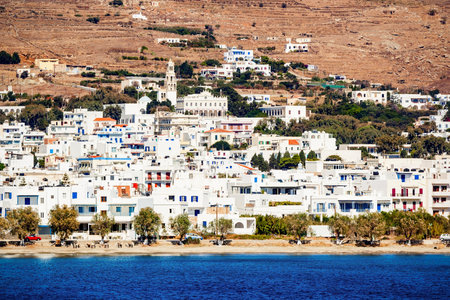 Tinos island aerial view. Tinos is a Greek island situated in the Aegean Sea, located in the Cyclades archipelago, Greece.の写真素材