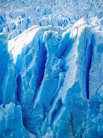 The Perito Moreno Glacier close up view. It is a glacier located in the Los Glaciares National Park in Santa Cruz Province in Patagonia, Argentina.の写真素材