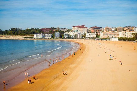 Santander city beach aerial panoramic view. Santander is the capital of the Cantabria region in Spainの写真素材
