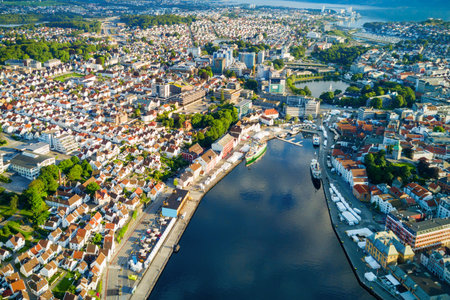 Vagen old town aerial panoramic view in Stavanger, Norway. Stavanger is a city and municipality in Norway.の写真素材