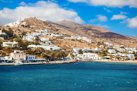 Ios town and Chora village, Ios island, Cyclades in Greeceの写真素材
