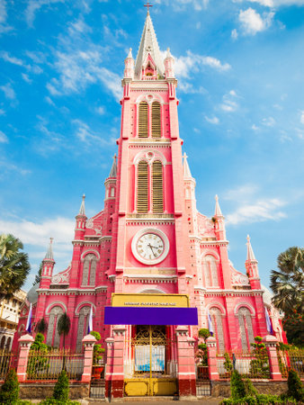 Tan Dinh parish church or Church of the Sacred Heart of Jesus is a church located in Ho Chi Minh City in Vietnamの写真素材