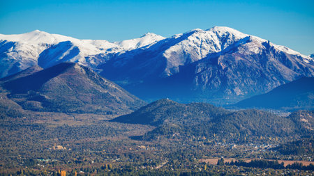 Nahuel Huapi National Park aerial view from the Cerro Campanario viewpoint in Bariloche, Patagonia region in Argentina.の写真素材