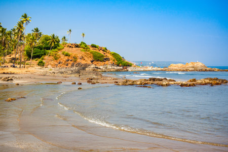 Vagator or Ozran beach in north Goa, Indiaの写真素材