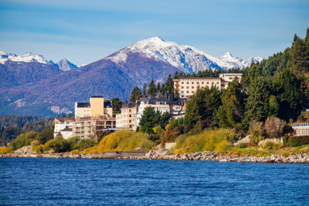 Bariloche city and Nahuel Huapi Lake in Patagonia region of Argentinaの写真素材