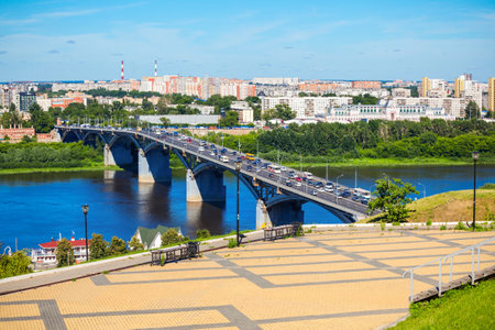Kanavinsky bridge in Nizhny Novgorod. Nizhny Novgorod is the fifth largest city in Russia.の写真素材