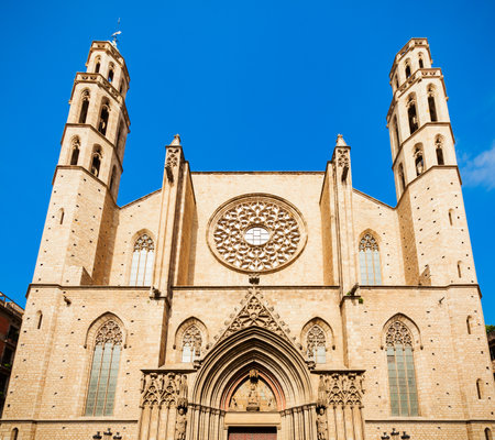 Santa Maria del Mar or Saint Mary of the Sea is a church in the Ribera district of Barcelona in Spainの写真素材