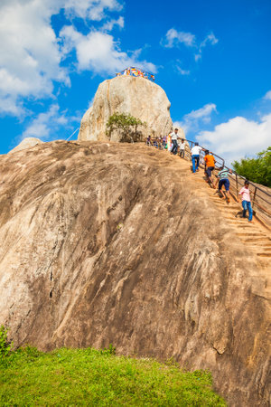Mihintale Aradhana Gala or Meditation Rock at the Mihintale ancient city near Anuradhapura, Sri Lankaの写真素材