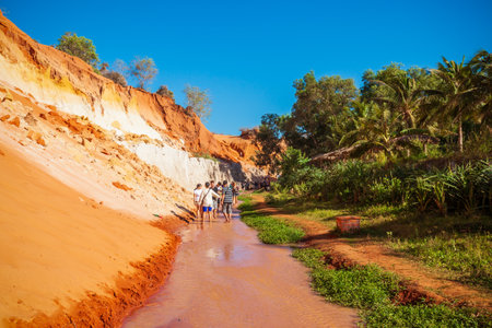 Fairy Stream or Suoi Tien is a small stream hiding behind Mui Ne sand dunes in Phan Thiet in Vietnamの写真素材