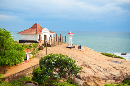 Kirinda Viharaya Temple near Tissamaharama city, Sri Lanka. Kirinda is a buddhist temple built on the huge rock boulder on Kirinda beach.の写真素材