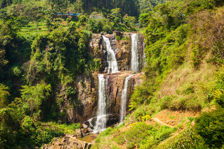 Ramboda Falls is 109m high and 11-th highest waterfall in Sri Lanka. Ramboda Falls is situated in Pussellawa area at Ramboda Pass.の写真素材