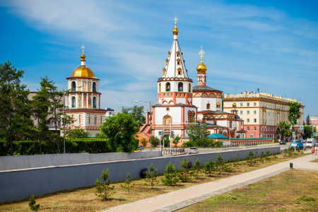 Cathedral of The Epiphany in the center of Irkutsk city, Russia. Epiphany Cathedral is the second oldest stone building in Irkutsk.の写真素材
