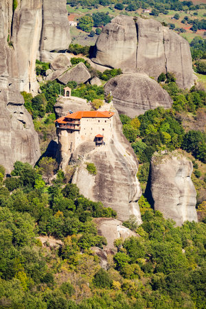 The Monastery of St. Nicholas Anapausas at Meteora. Meteora is one of the largest built complexes of Eastern Orthodox monasteries in Greece.の写真素材