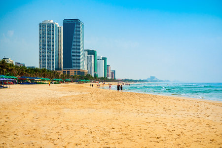 Danang My Khe city beach in the centre of Da Nang city in Vietnamの写真素材