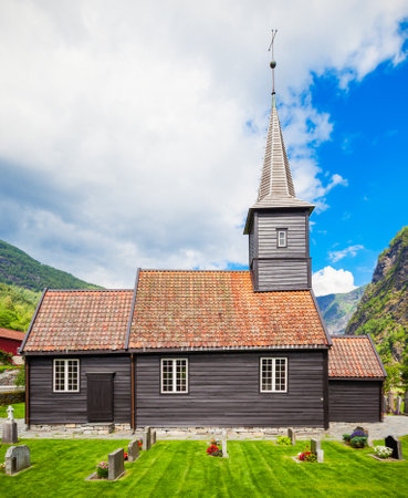 Flam Church or Flam Kyrkje is a parish church in Flam, Sognefjord in Norwayの写真素材