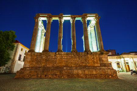 The Roman Temple of Evora or Templo Romano de Evora or Templo de Diana is an ancient temple Evora city, Portugalの写真素材