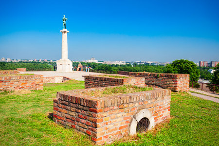 Pobednik or Victor is a victory monument in the Belgrade Fortress commemorate Serbia victory over Ottoman Empire during Balkan Wars and First World Warの写真素材