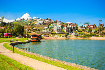 Lake Gregory and Gregory Park in Nuwara Eliya. Lake Gregory is a reservoir in centre of the tea country hill city Nuwara Eliya in Sri Lanka.の写真素材