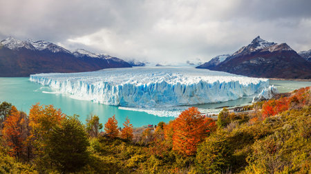 The Perito Moreno Glacier panoramic view. It is is a glacier located in the Los Glaciares National Park in Patagonia, Argentina.の写真素材