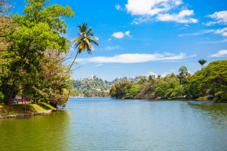 Kandy Lake in Kandy city, Sri Lankaの写真素材