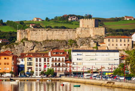 Castle of the King or Castillo del Rey in San Vicente de la Barquera city in Cantabria in northern Spainの写真素材