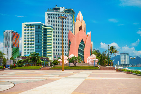 Nha Trang city center urban skyline view in south Vietnamの写真素材