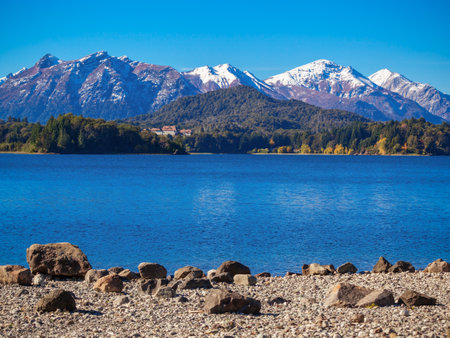 Nahuel Huapi National Park aerial view from the Cerro Campanario viewpoint in Bariloche, Patagonia region in Argentina.の写真素材
