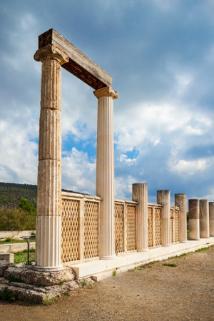 Abaton of Epidaurus at the sanctuary in Greece. Epidaurus is a ancient city dedicated to the ancient Greek God of medicine Asclepius.の写真素材