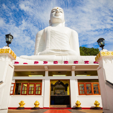 Bahirawa Kanda or Bahirawakanda Vihara Buddha Statue in Kandy, Sri Lanka. Bahirawakanda is a giant samadhi buddha statue on the top of the mountain in Kandy.の写真素材