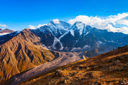 Donguzorun or Donguz Orun or Babis Mta is a mountain in Mount Elbrus region in Caucasus, Russiaの写真素材