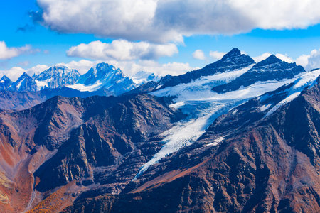 Mountains in Mount Elbrus region, the highest mountain peak in Russia and Europeの写真素材