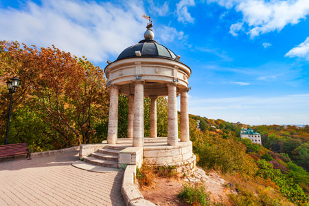 Gazebo on Mashuk mountain in Pyatigorsk, a spa city in Caucasian Mineral Waters region, Stavropol Krai in Russiaの写真素材
