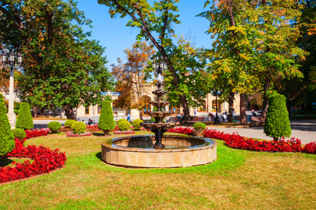 Fountain in the Kurortny Boulevard park in Kislovodsk, a spa city in Caucasian Mineral Waters region, Stavropol Krai in Russiaの写真素材