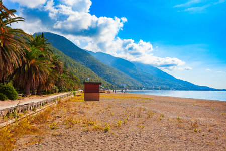 Gagra city beach in Abkhazia region of Georgiaの写真素材