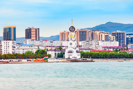 Church of the Holy Prince Peter and Princess Fevronia in Novorossiysk city. Novorossiysk is the main port on the Black Sea in Krasnodar Krai, 
Russia.の写真素材